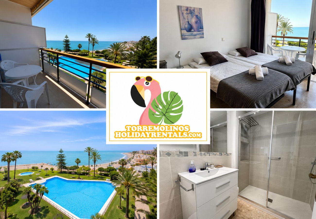 Estudio en Torremolinos - Casa Ángeles - Terraza y vista al mar