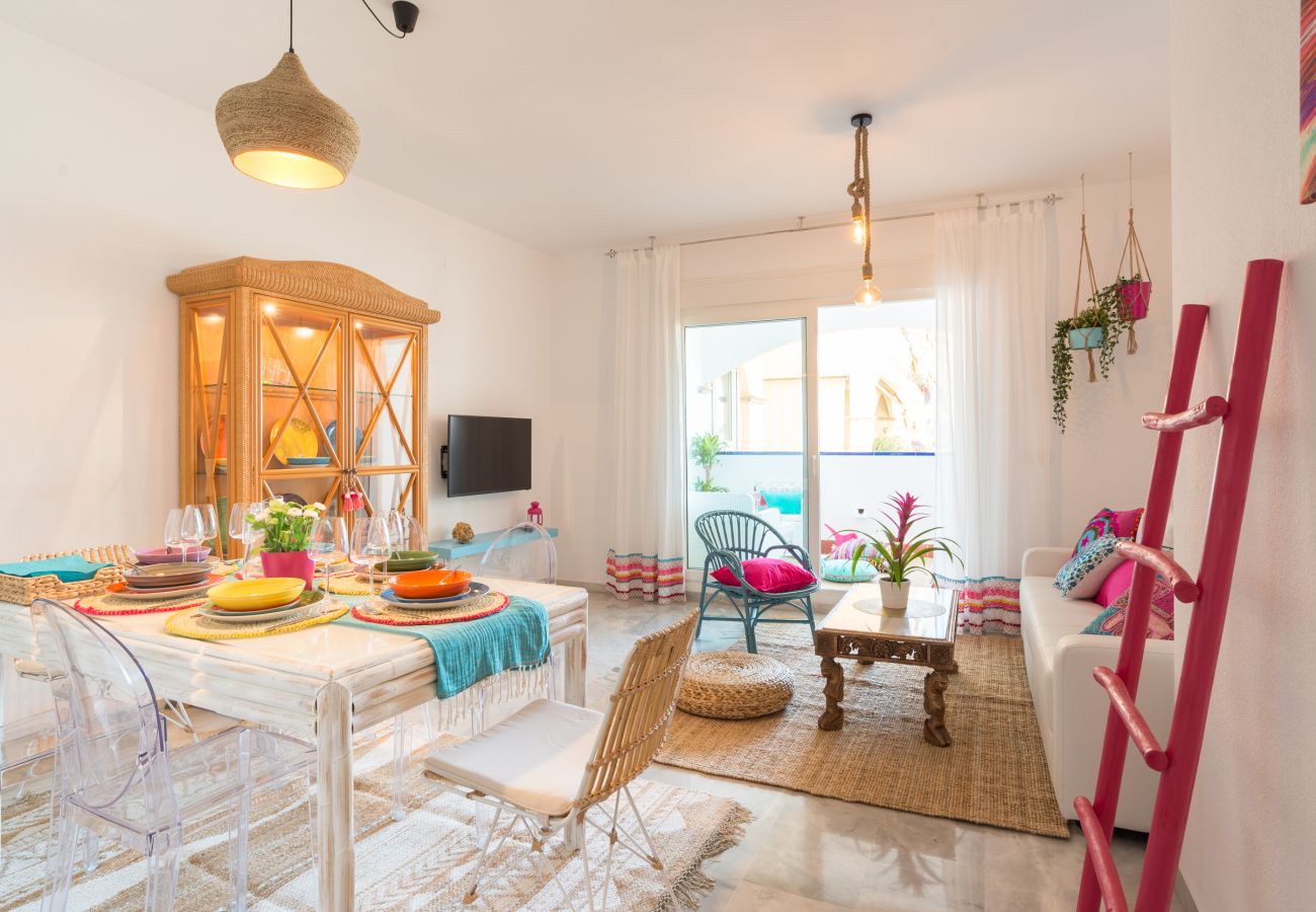 Apartment in Torremolinos - BOHO CHIC. Beach front.Free bikes.Pool